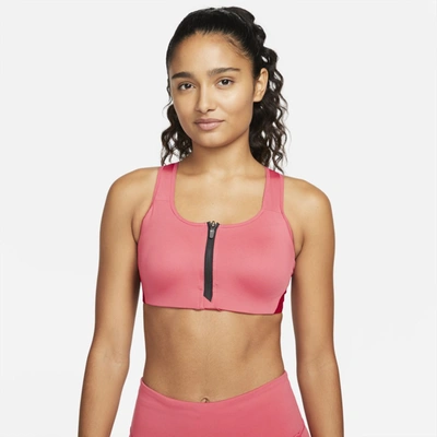 NIKE DRI-FIT SHAPE WOMEN'S HIGH-SUPPORT PADDED ZIP-FRONT SPORTS BRA 