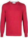 Brunello Cucinelli Rib-trimmed Cashmere Jumper In Red