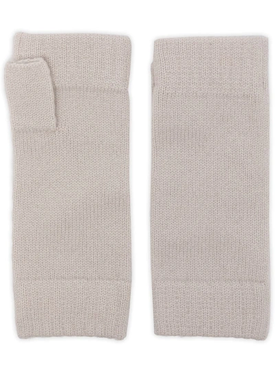 N•peal Fingerless Cashmere Gloves In White
