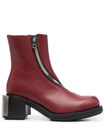 Gmbh Logo Plaque Ankle Boots In Red