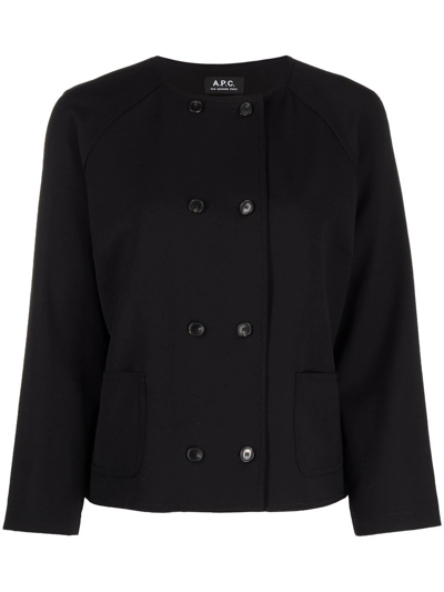 Apc Minni Lightweight Double-breasted Jacket In Black