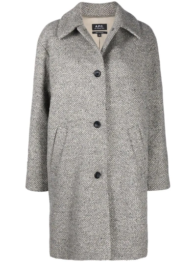 Apc Gloria Buttoned-up Coat In Grey