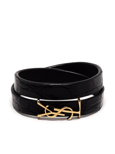 Saint Laurent Ysl Wraparound Bracelet In Schwarz