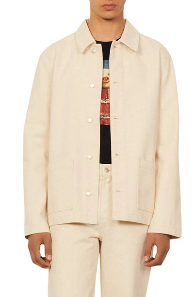 Sandro Worker Organic Cotton Denim Jacket In Natural