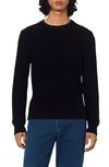 Sandro Rib Organic Cotton & Silk Crewneck Sweater In Navy Blue
