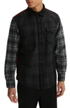 Woolrich Alaskan Melton Wool Black Grey Red Overshirt In Patchwork