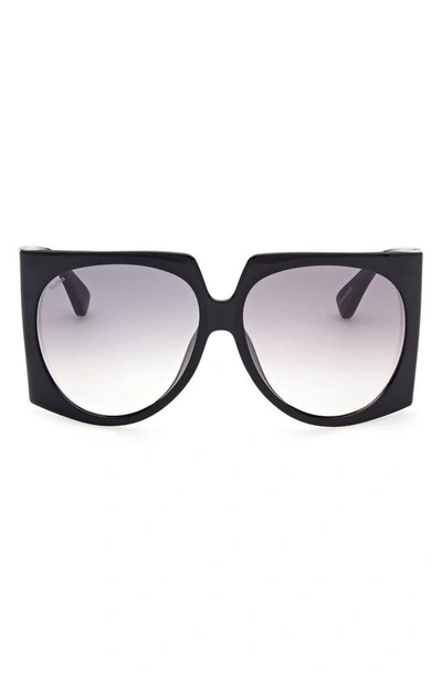 Max Mara 65mm Gradient Oversize Geometric Sunglasses In Black/ Smoke