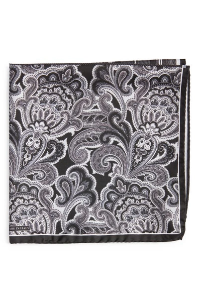 Nordstrom Shop 'three Panel' Silk Pocket Square In Black