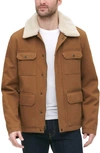 Levi's Corduroy High Pile Fleece Collar Field Coat In Worker Brown