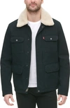 Levi's Corduroy High Pile Fleece Collar Field Coat In Navy