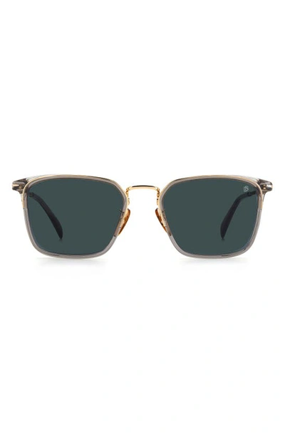 David Beckham Eyewear 56mm Rectangular Sunglasses In Gold Grey / Blue