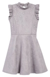 Ava & Yelly Kids' Mock Neck Faux Suede Dress In Grey