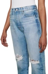 Frame Le Original Ripped High Waist Crop Jeans In Limelight Chew