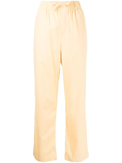 Tekla Flannel Drawstring Pajama Trousers In Cream