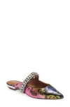 Kurt Geiger Princely Crystal Embellished Mule In Pink Multi Print Leather