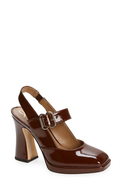 Sam Edelman Jildie Womens Covered Heel Mary Jane Slingback Sandals In Brown