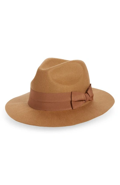Nordstrom Short Brim Wool Panama Hat In Brown Fondue Combo