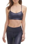 DKNY ATHLEATHER FAUX LEATHER SPORTS BRA,DP1T7889