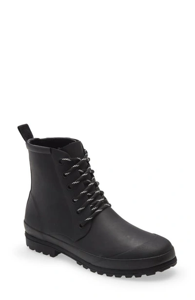Madewell The Lace-up Lugsole Rain Boot In True Black