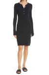 ATM ANTHONY THOMAS MELILLO LONG SLEEVE RIB HENLEY DRESS,AW8750-AAW