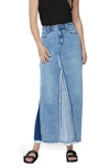 Wash Lab Denim Wash Lab Mix Denim Maxi Skirt In Fade Blue