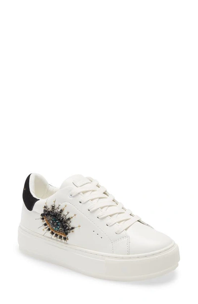 Kurt Geiger Women's Laney Eye Embellished Platform Low Top Trainers In White