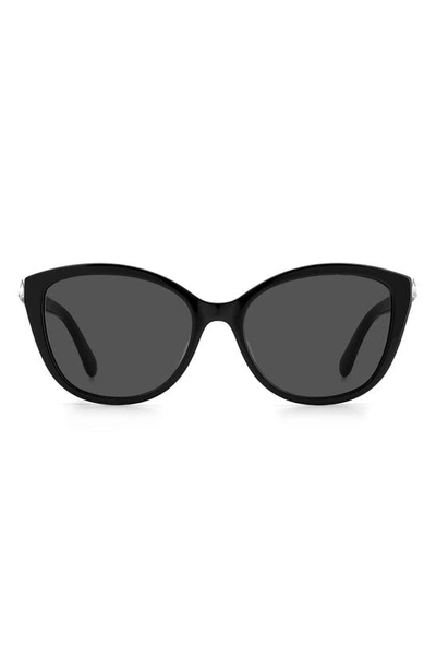 Kate Spade Hensley 55mm Cat Eye Sunglasses In Black / Grey