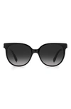 Kate Spade Geralyns 53mm Round Sunglasses In Black / Grey Shaded