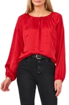 Vince Camuto Hammered Satin Blouse In Vermillion