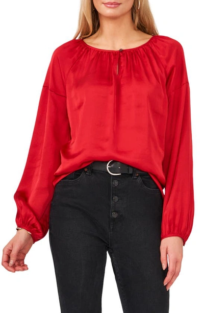 Vince Camuto Hammered Satin Blouse In Vermillion