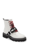 Cecelia New York Hayden Lug Sole Combat Boot In White