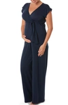 Cache Coeur Maternity Origin Surplice Jumpsuit In Indigo