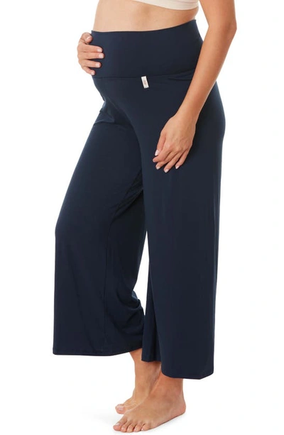 Cache Coeur Origin Wide Leg Maternity Pants In Indigo