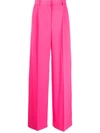 Msgm Wide-leg High-waisted Trousers In Pink