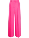Msgm High-waist Wide-leg Wool Trousers In Pink