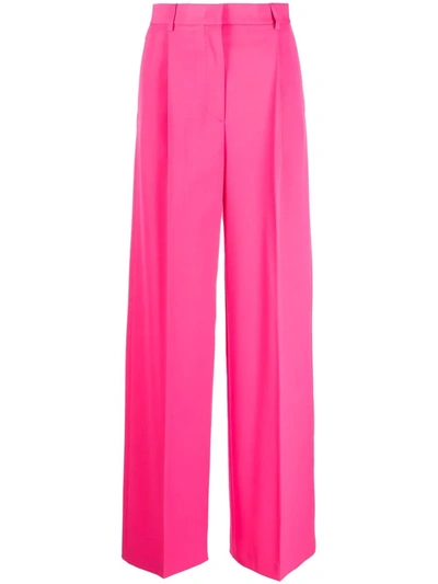 Msgm High-waist Wide-leg Wool Trousers In Pink