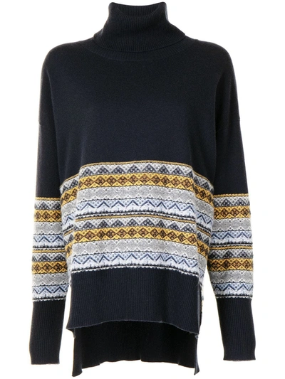 N.peal Pattern Roll-neck Jumper In Blue