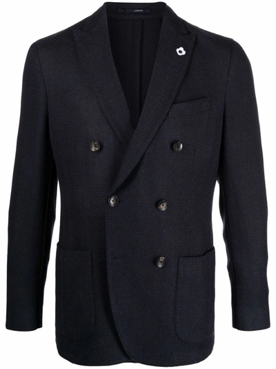 Lardini Double-breasted Blazer In Blau