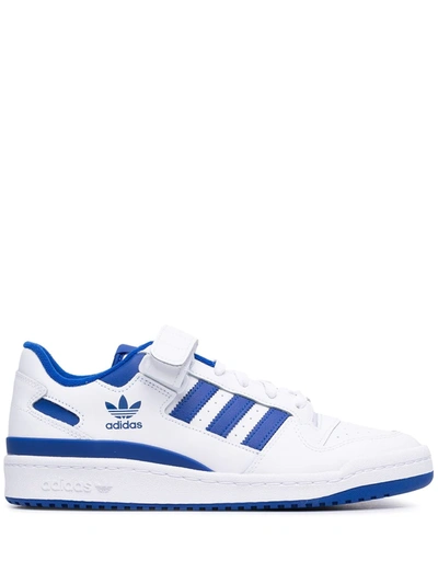 Adidas Originals Forum Low-top Leather Sneakers In Ftwr White/ftwr White/team Royal Blue