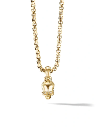 David Yurman 18k Yellow Gold Extra Small Skull Charm With Diamonds