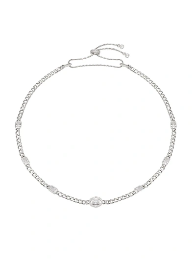 Adriana Orsini Complement Rhodium-plated Emerald-cut Cubic Zirconia Curb Chain Necklace