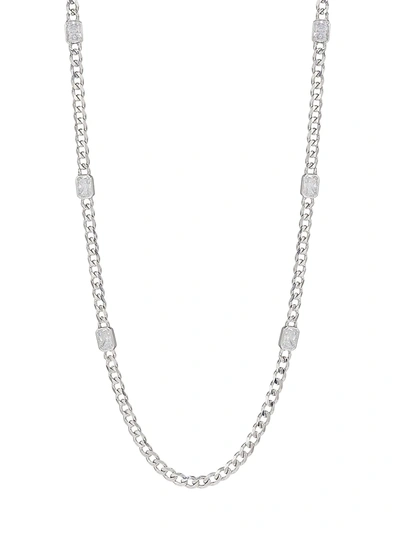Adriana Orsini Complement Rhodium-plated Emerald-cut Cubic Zirconia Long Curb Chain Necklace