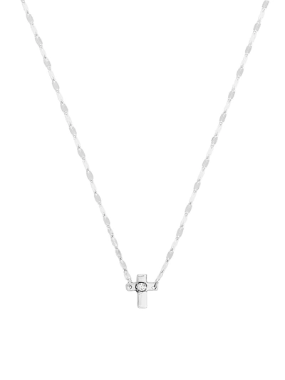 Lana Jewelry Women's 14k White Gold & Diamond Mini Cross Pendant Necklace