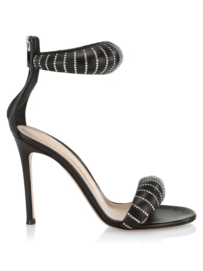 Gianvito Rossi Bijoux Crystal Napa Ankle-cuff Sandals In Black