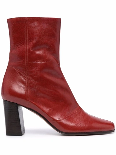 Michel Vivien Fame Leather Ankle Boots In Red