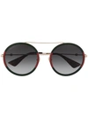 Gucci Double-bridge Round-frame Sunglasses In Grün