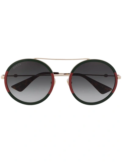 Gucci Double-bridge Round-frame Sunglasses In Grün