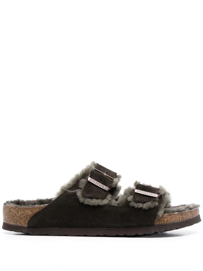 Birkenstock Arizona Fur-lined Sandals In Green