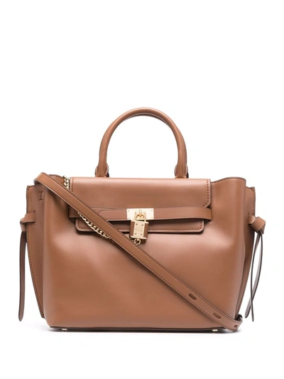 Michael Kors Padlock-detail Tote Bag In Brown