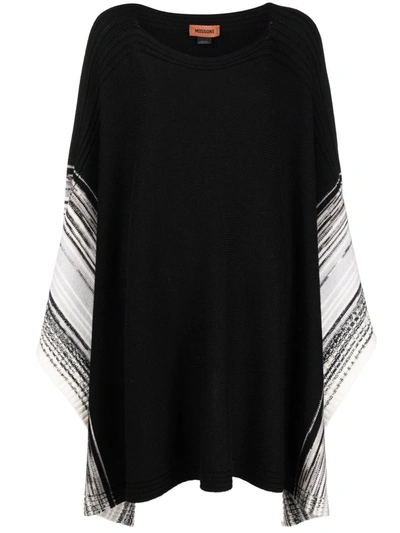 Missoni Striped Detail Poncho In Black